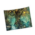 thumbnail image 3 of Tapiz de árbol de bosque, sala de estar, colgante de pared, pintura de poliéster, alfombra, manta, adorno para el hogar, 150x130cm AweSitey HA8481-01B, 3 of 6