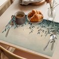 thumbnail image 3 of Teal Leaves Placemats Set of 12 Spring Botanical Vines Vintage Country Place Mats Indoor Wipeable Table Mats Washable Cloth Dining Table Placemats for Kitchen Holiday Party Home Decor 13x19 Inch, 3 of 9