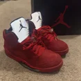 thumbnail image 1 of Ni-k-e Air Jordan 5 Retro Red Suede Sneakers 136027-602 Size 10, 1 of 6
