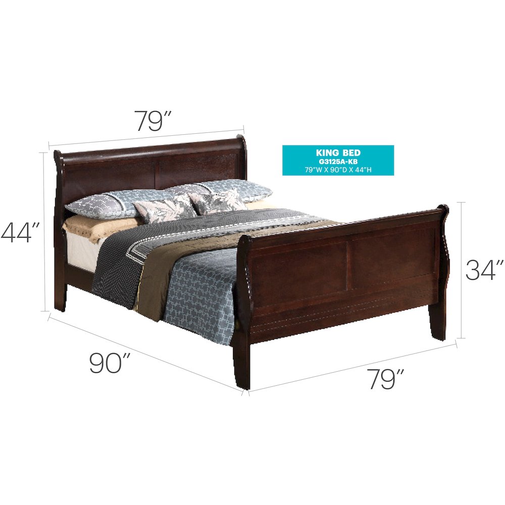 Glory Furniture Louis Phillipe King Bed in Cappuccino Color
