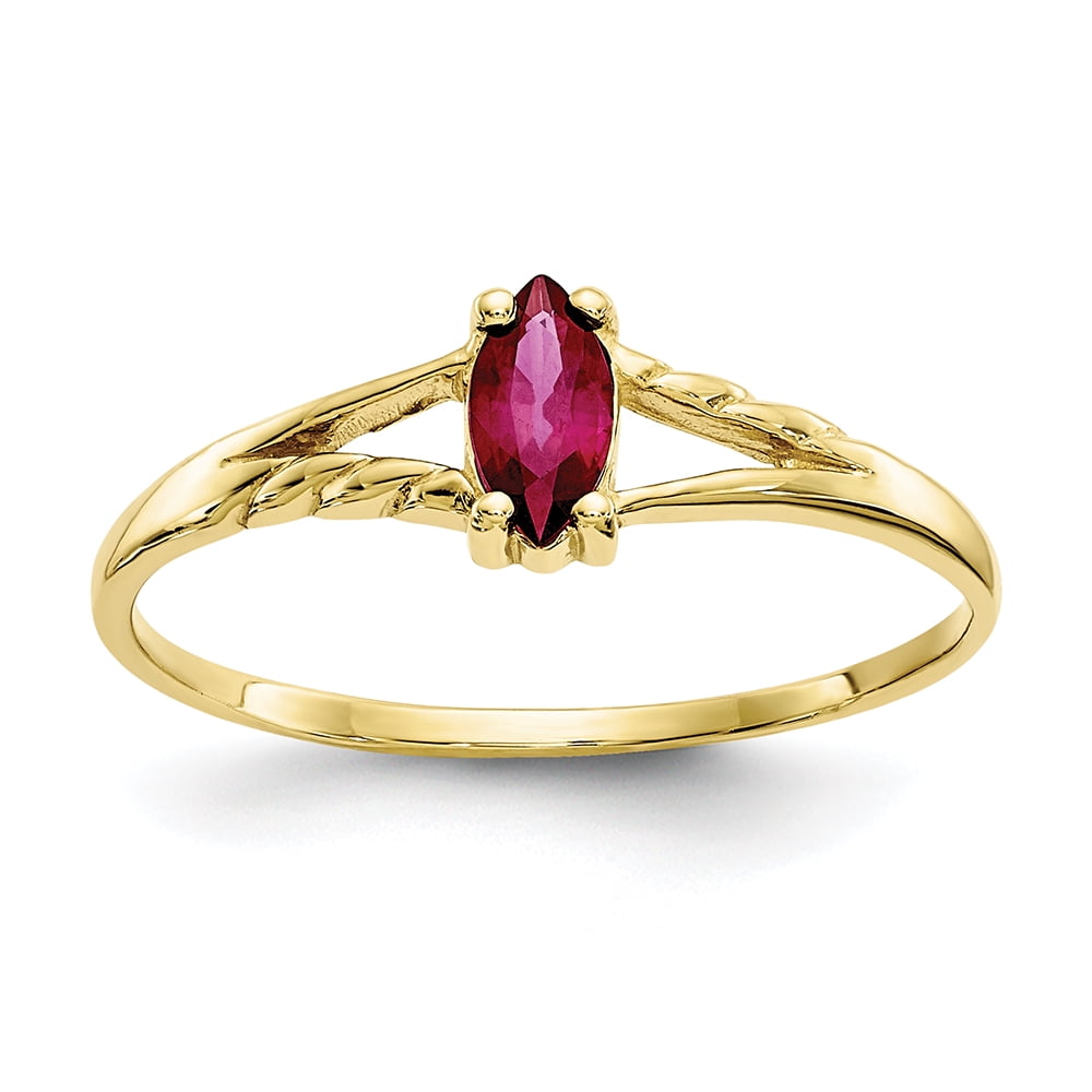 Ring Gemstone 10K Yellow Gold Genuine Ruby July Birthstone Ring, Size 7