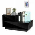 Hommpa Modern LED Nightstand High Gloss LShaped 2 Drawers Night Stand