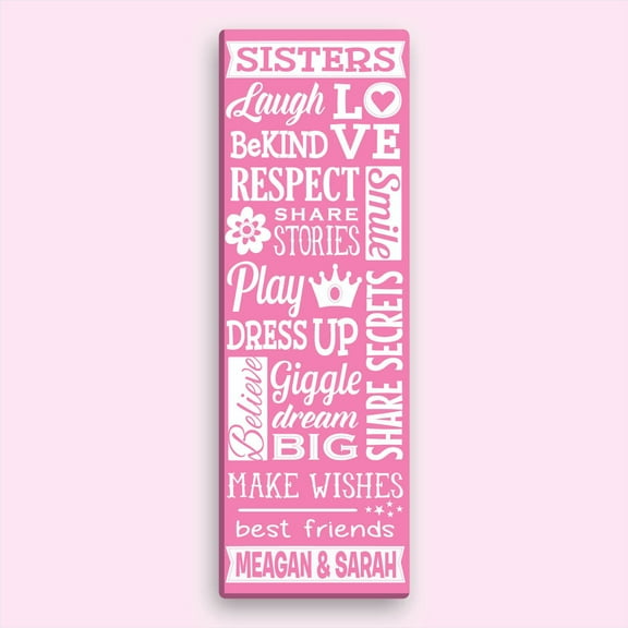 Personalized 9" x 27" Sisters or Brothers Canvas