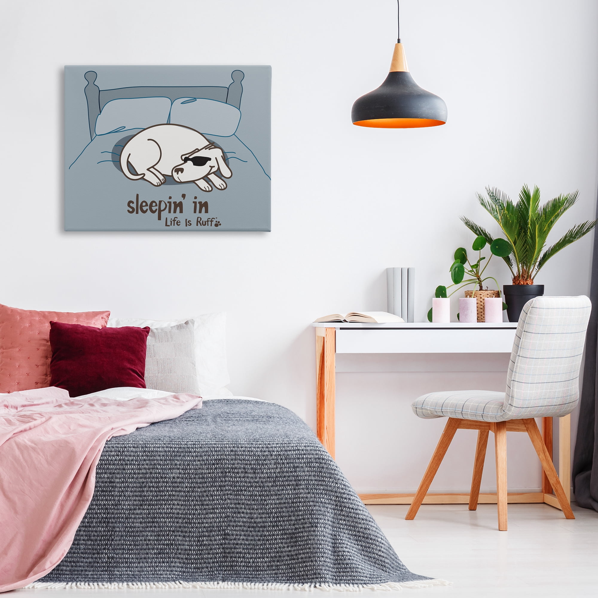 Stupell Industries Sleeping In Dog Animals Painting Wrapped Canvas Art Print Wall Art, 40 x 30