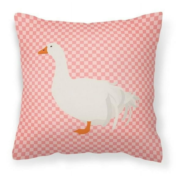 Carolines Treasures BB7902PW1414 Sebastopol Goose Pink Check Fabric Decorative Pillow, 14 x 14 in.
