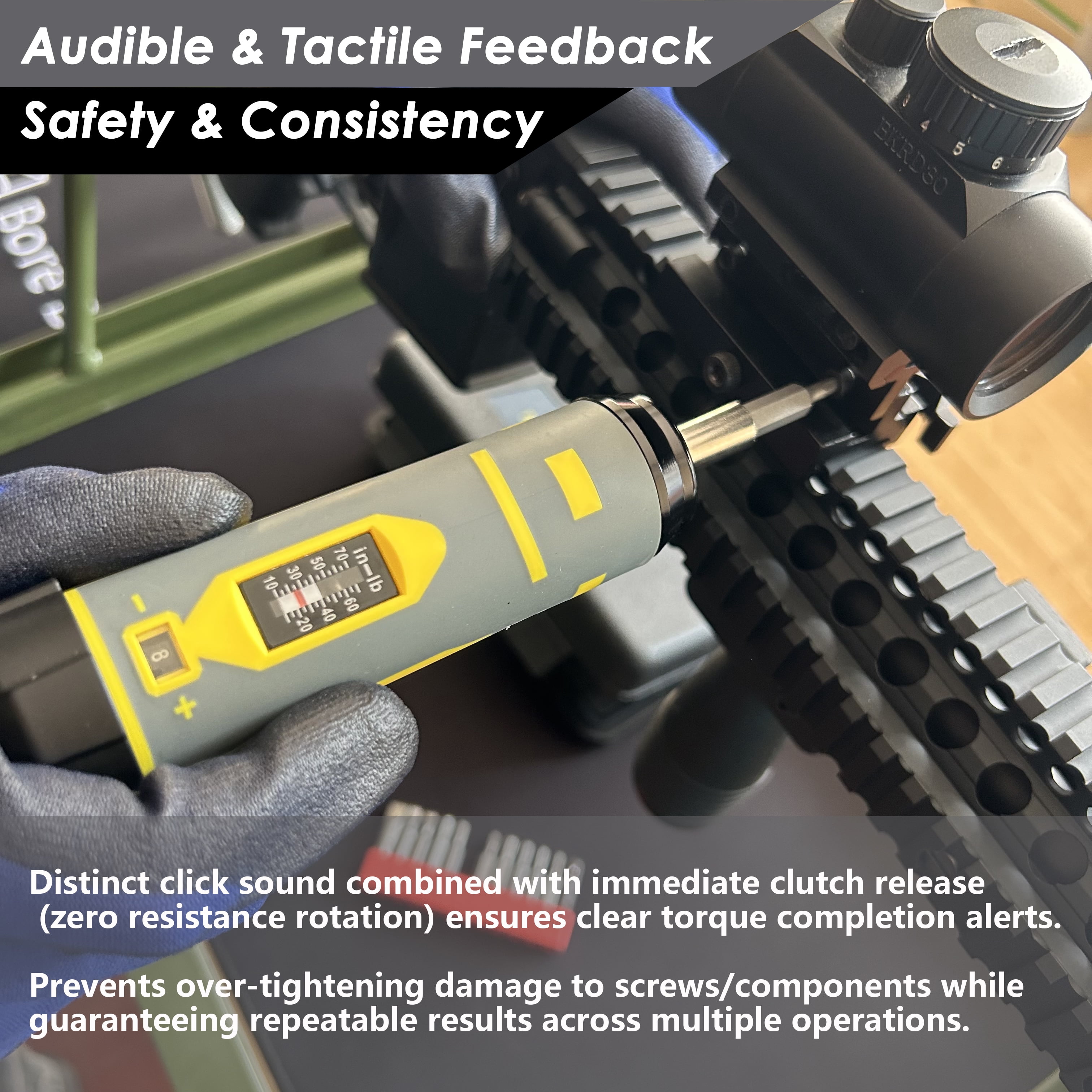 Torque Screwdriver Set 10-70 in-lb – Adjustable Torque Driver with 12 S2 Bits, Click-Type Inch Pound Torque Wrench for Precision Electronics, Scope Mounting, Equipment Repair