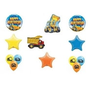 Bull Dozer BullDozer Loader Construction Dump Truck Stars Latex 13 Piece Balloons Set