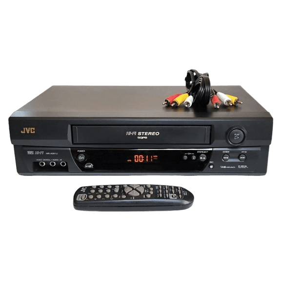 Restored JVC HR-A591 VCR w/ Original Remote, Manual, A/V Cables, & HDMI Converter