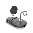 thumbnail image 2 of Estación de carga Dock 4 en 1 Tipo C Auriculares Carteles inalámbricos Viajes portátil Pad Fast Pad Office Stand con luz de noche negro kenally EL006063-01B, 2 of 7