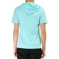 thumbnail image 3 of Unique Bargains Men's Short Sleeve Solid Color Zip Up Sport Hoodies S Teal, 3 of 7