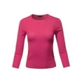 thumbnail image 1 of A2Y Women's Basic Casual Colorful 3/4 Sleeve Knit Pullover Sweator Top Red Pink XL, 1 of 6