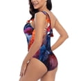 thumbnail image 4 of Gukieu Vibrant Hummingbird Watercolor Art Print One-shoulder Ruffled One-piece Swimsuit with Removable Chest Pads and Tummy-control Swimsuit for Women-X-Large, 4 of 6
