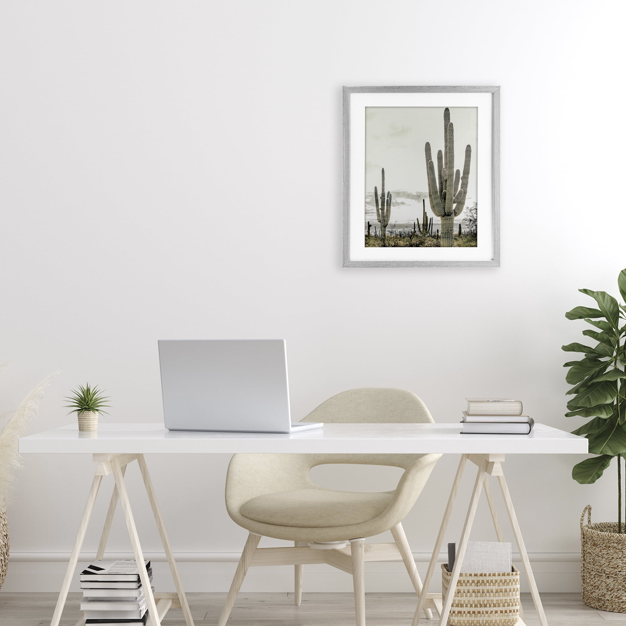 Stupell Industries Subdued Desert Cacti Gray Framed Print Under Glass, design by Kim Allen