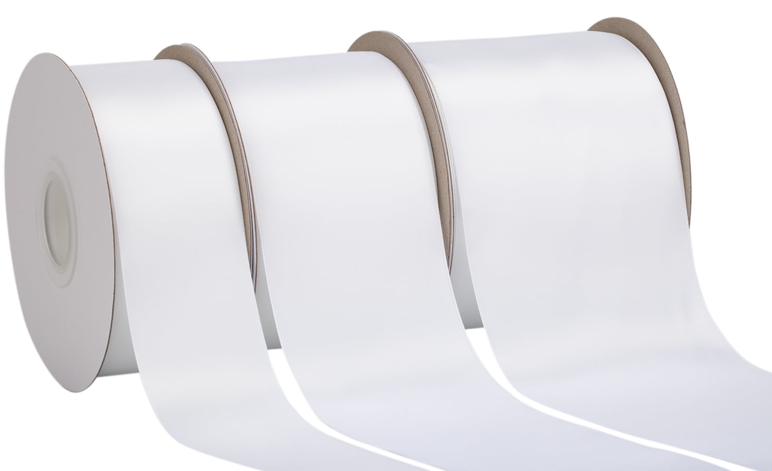 Ribbonitlux White Satin Ribbon 4 inch Double Sided Quality Satin for Weddings, Invitations, Sashes, Crafts, Apparel, Headbands - 50 Yds/roll