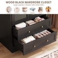 thumbnail image 3 of 65" Black Wood Armoire Wardrobe Closet with 2 Shutter Doors, 2 Drawers, Magnetic Closure & Metal Slides – Modern Tall Storage Cabinet for Bedroom, Living Room or Nursery, 3 of 8