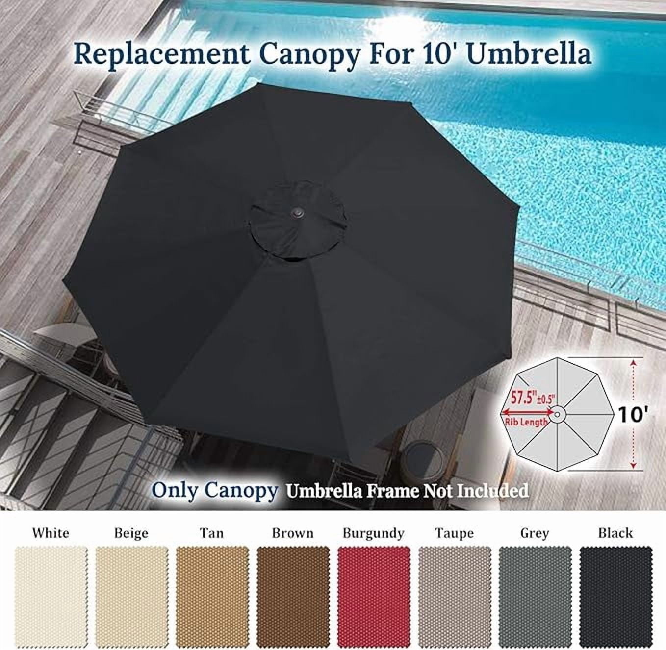 ALUVIERA 10' Umbrella Canopy Top Cover Patio Replacement Top Cover 8 Ribs Outdoor Sunshade