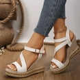thumbnail image 6 of hopeusnice Women's Wedge Sandals Ankle Strap Buckle Summer Shoes Open Toe Breathable Comfortable Wedge Heel Beach Sandals White 38, 6 of 7