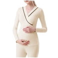 thumbnail image 2 of hengsof Women's Maternity Nursing Tops Long Sleeve Breastfeeding Top Tee Shirt Double Layer Pregnancy Shirt, 2 of 6