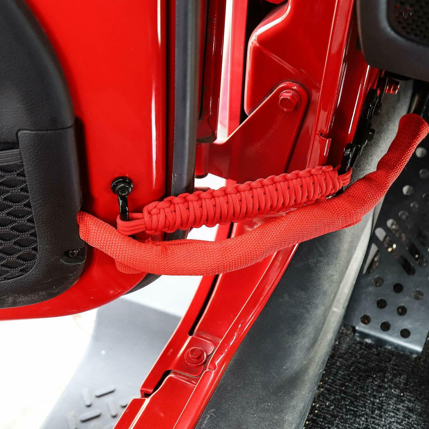 2pcs Car Door Limiting Strap Bandage Rope PVC For Jeep Wrangler YJ CJ TJ JK  Red 