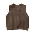 thumbnail image 3 of WENWU Womens Casual Loose Solid Color V Neck Classic Sleeveless Knitted Trendy V Neck Sweater Vest Tan Vest Long Fuzzy Vest Women, 3 of 3