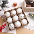 thumbnail image 3 of 16 piezas/caja de 6 cm, adornos de bolas de Navidad, color champán, dorado, rojo, con purpurina, bolas de espuma, manualidades para colgar en el árbol de Navidad, regalo de Navidad, 3 of 5