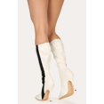 thumbnail image 4 of Women's Side Stripe Pointy Toe Stretchy Stiletto Knee High Boots - White Leatherette (Size: 8.5), 4 of 4