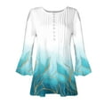 thumbnail image 5 of CYMMPU Flower Pattern 3/4 Sleeve Blouses for Women Dressy Casual Loose Fit Button V Neck Tunic Tops Spring Tops Summer Fashion Shirts Empire Waist A Line T-Shirts S, 5 of 5