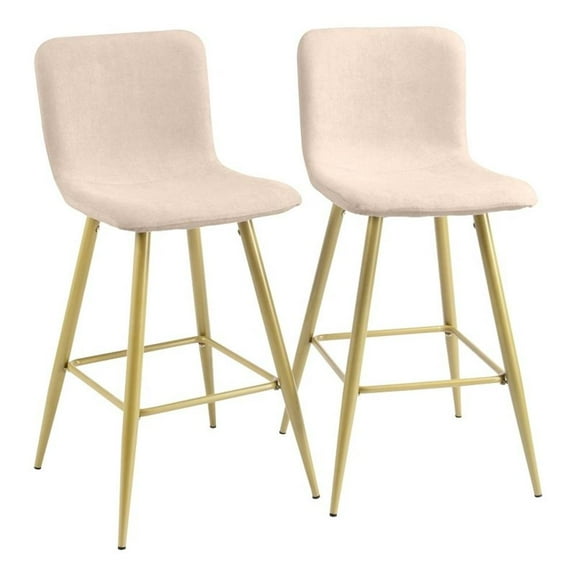 FurnitureR 26 IN Upholstered Metal Frame Bar Stool (Set of 2)