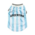 thumbnail image 2 of FENGGHAO Blue and White Argentina Dog Soccer Jersey, Breathable Pet Sportswear with Striped Design, Loose Fit Athletic Shirt for Dogs and Cats, 2 of 6