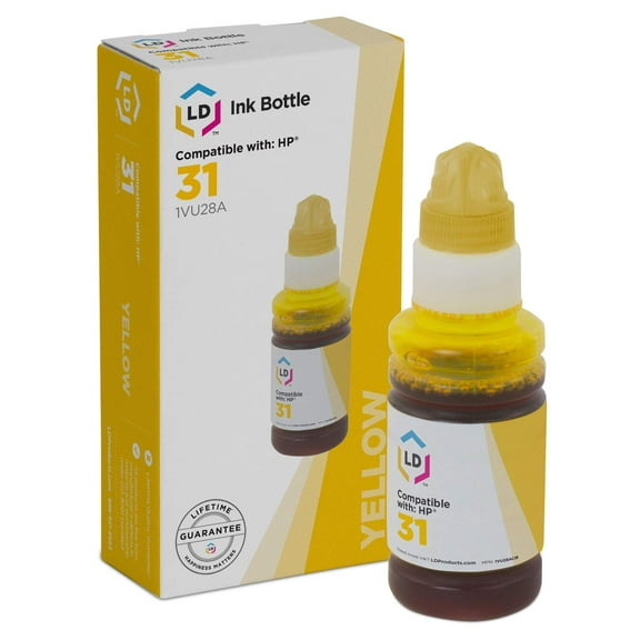LD Compatible Ink Bottle Replacement for HP 31 1VU28AN (Yellow)