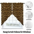 thumbnail image 4 of Swag Curtains Valances for Windows, Brown Retro Leopard Print Short Kitchen Window Curtains Over Sink, Abstract Animal Texture Cafe Curtains Panel Set Of 2,Rod Pocket, 36 Inches Length, 4 of 8