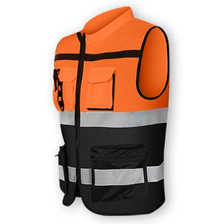 

Multi-pockets High Visibility Zipper Front Safety Vest with Reflective Strips Bicycle and Motorcycle Riding Multipurpose