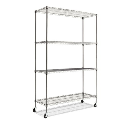 Alera Complete Wire Shelving Unit With Casters Fourshelf 48 Alera Complete Wire Shelving Unit With Casters Fourshelf 48 X 18