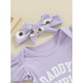 thumbnail image 5 of Baby Toddler Girls Summer Shorts Clothing Sets 0 3 6 12 18 Months Flying Sleeve Letter Print Bodysuit Floral Shorts Headband Outfits, 5 of 9