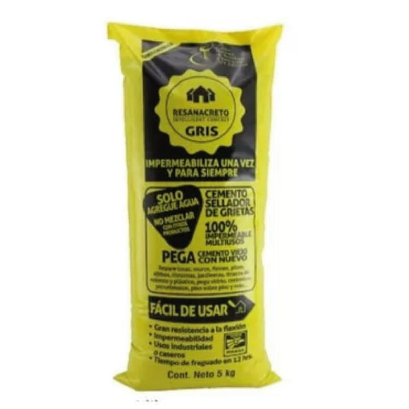 Resanacreto Gris 5kg Impermeabilizante Sella Grietas Colados