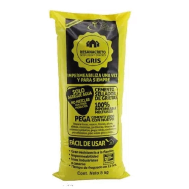 Resanacreto Gris 5kg Impermeabilizante Sella Grietas Colados