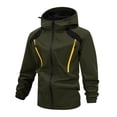 thumbnail image 3 of Men's Loose Cargo Jacket - Fashionable Multi-Pocket Hooded Outdoor Jacket, Olive Green, XXL, 3 of 4
