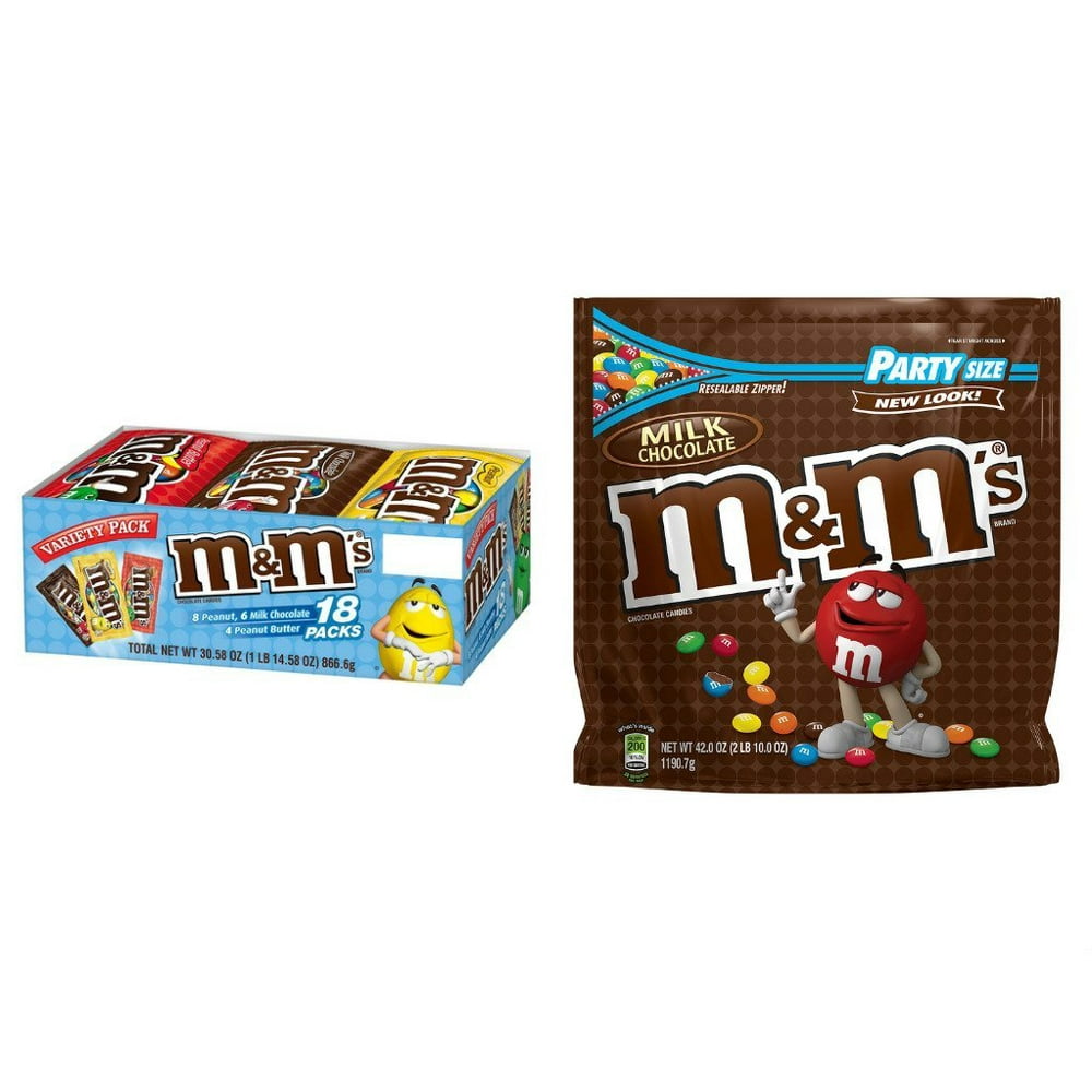 M&M's Variety Pack 18 Ct. Singles Bags and M&M's Milk Chocolate Candy