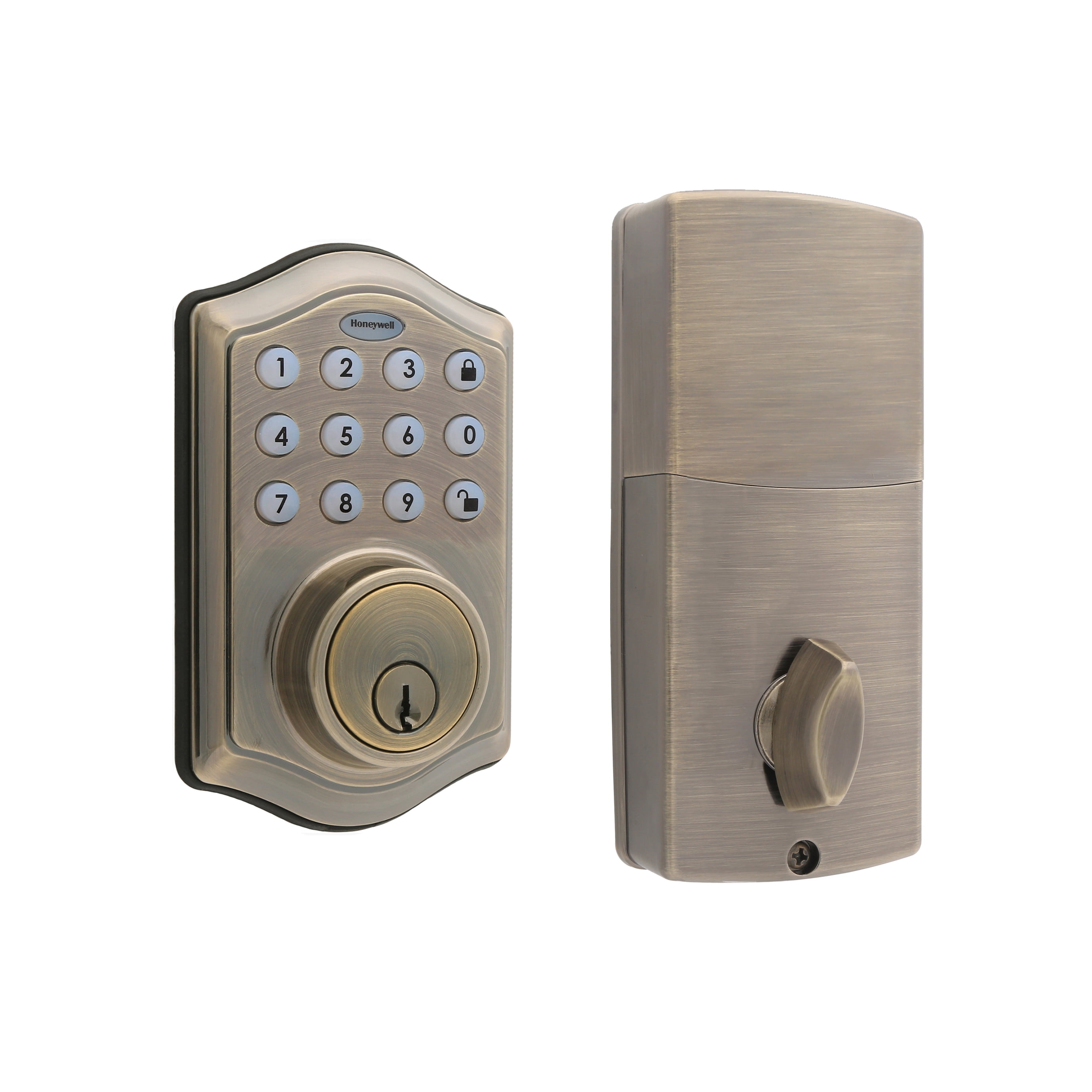 Honeywell Electronic Entry Deadbolt Door Lock, Antique Brass