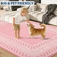 thumbnail image 5 of Checkered Area Rug 6x9, No Slip Washable Rug, Modern Bedroom Rug Under Bed Ultra Carpet, Low-Pile Rugs for Living Room Bedroom Dining Room, Pink, 5 of 7