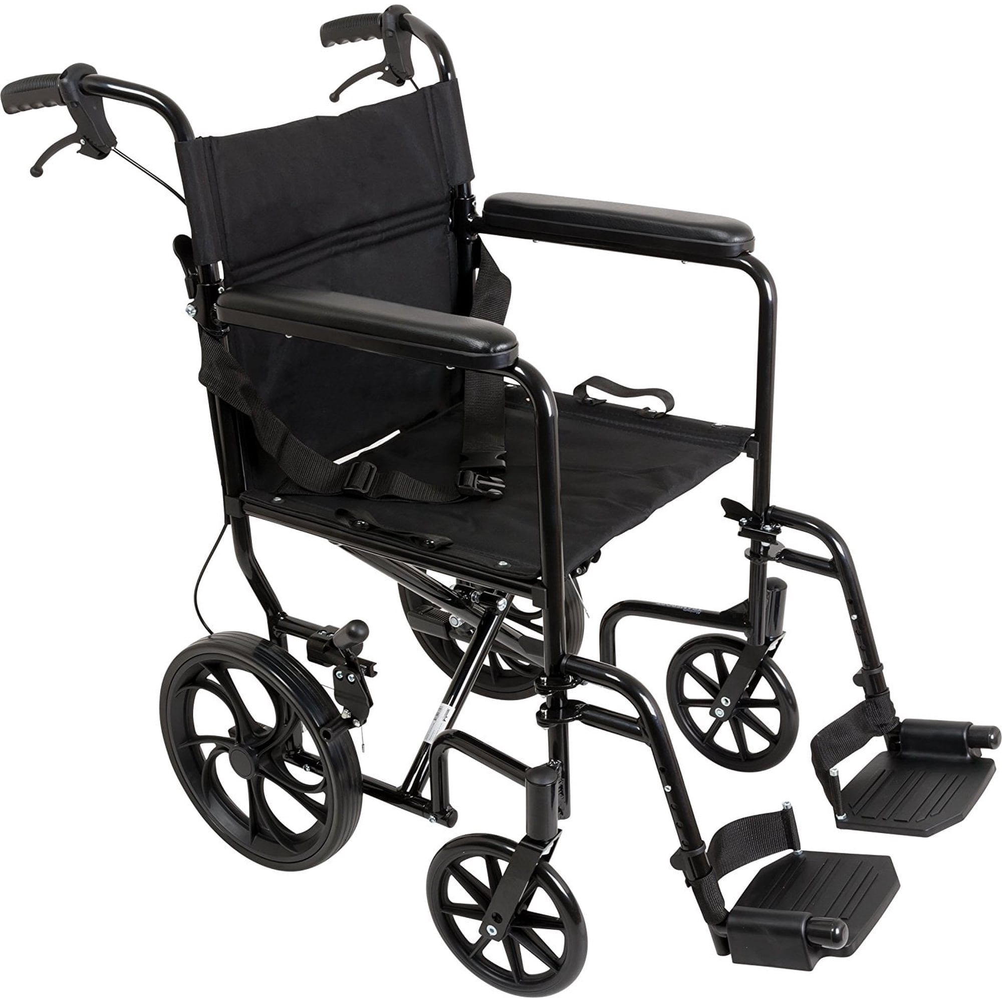 ProBasics Aluminum Transport Wheelchair with 12" Rear Wheel for Smoother Ride, 300 lb Weight Capacity