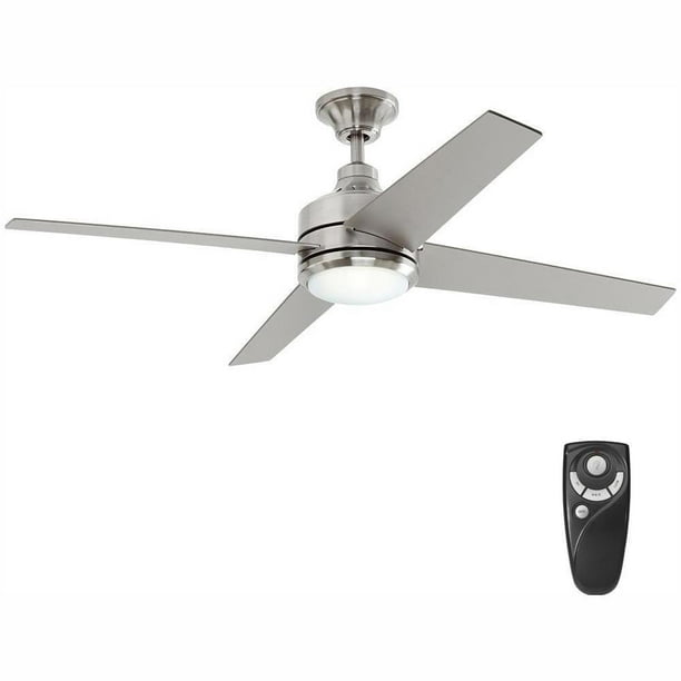 Mercer 52 In Led Indoor Brushed Nickel Ceiling Fan With Light Kit And Remote Control Walmart Com Walmart Com