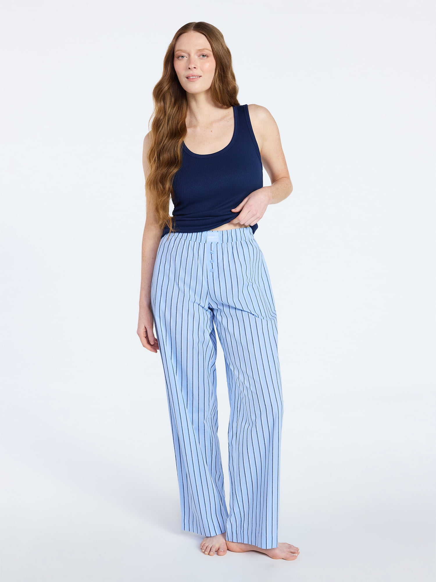 Joyspun Women's Poplin Sleep Pants, 30'' Inseam, Sizes XS-3X