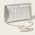 thumbnail image 2 of SUNHUFA Women Evening Bag Flap Metallic PU Clutch Purse Shiny Envelope Handbag (Silver), 2 of 9