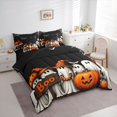 thumbnail image 2 of Homewish Halloween Boo Ghost Full Size Bedding Sets for Kids, Pumpkin Spider Web Bat Full Size Bed in a Bag, Black Reversible, 7pcs, 2 of 7