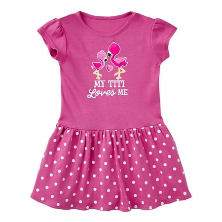 

Inktastic My Titi Loves Me with Two Flamingos Gift Toddler Girl Dress