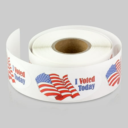 Today Deals Oval I Voted Today Stickers with USA Flag (2 x 1 inch, 300 Labels per Roll, 2 Rolls, Red White Blue) for Election Day, Voting, or Patriotic ()