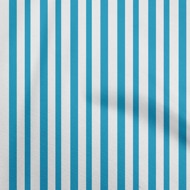 oneOone Popeline de Coton Tissu Bleu Moyen Rayures Robe Tissu Tissu Imprimé par la Cour 42 Pouces de Large