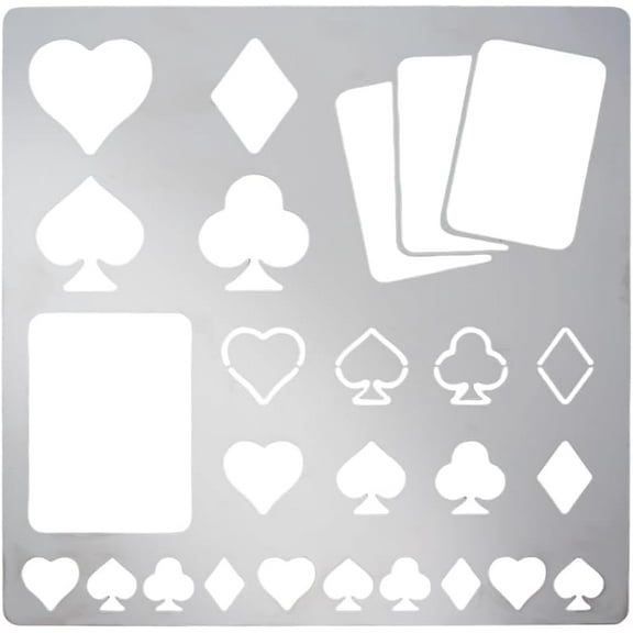 1pc Playing Cards Metal Stencils 16 cm Square Scrapbooking Drawing Stencils Stainless Steel Heart Spade Club Diamond Pattern Painting Stencils for Engraving Pyrography Journal