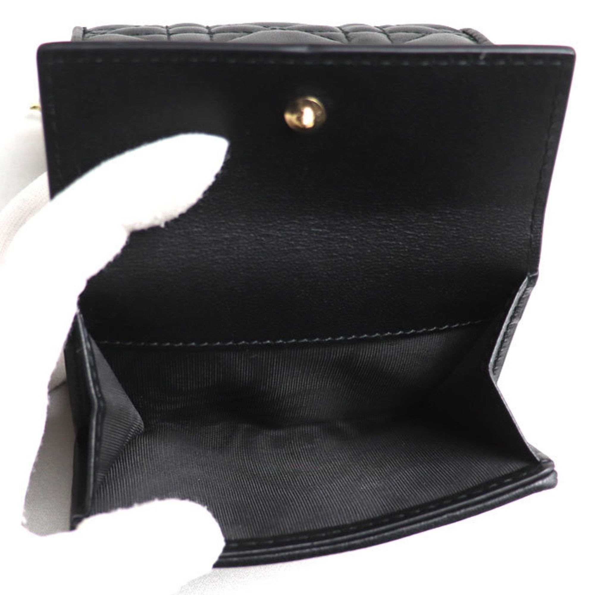Pre-Owned Christian Dior Lady Lotus Wallet Cannage Bi-fold Pre-Owned Christian Dior Lady Lotus Wallet Cannage Bi-fold